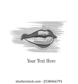 Hand-drawn woman lips, A vector sketch of lady lips, An expression vector illustration of beautiful girl