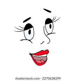 Hand-drawn woman's or animals face, cartoon style,nose, eyes, mouth