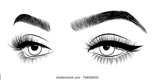 Handdrawn Womans Sexy Luxurious Eye Perfectly Stock Vector (Royalty ...