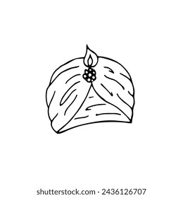 Hand-drawn women's hat turban. Retro fashion icon. Fashion illustration of women's headwear. 