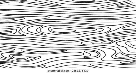 Patrón de textura de grano de madera dibujado a mano - fondo blanco y negro sin fisuras