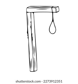 Hand-drawn wooden gallows with doodle loop vector illustration