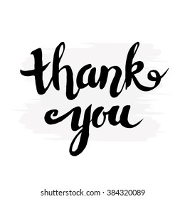 Hand-drawn word "thank you" in black color.  Handwritten lettering with golden ink for posters and greeting cards. Vector calligraphy