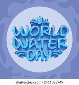 Hand-drawn world water day text creative typography