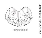 Hand-drawn worship hands, A vector sketch of man hands, Open handed God worship illustration