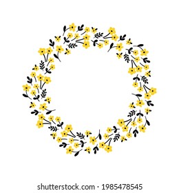 Hand-drawn wreath with white background. Wreath with pink and dark blue. Cute and childish design for fabric, textile, wallpaper, bedding, swaddles or gender-neutral apparel.