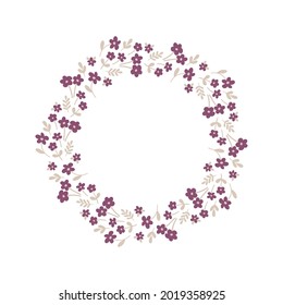 Hand-drawn wreath with white background. Wreath with purple color. Cute and childish design for fabric, textile, wallpaper, bedding, swaddles or gender-neutral apparel.