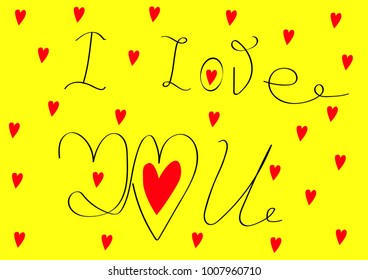 Hand-drawn written letter of a letter of recognition in love Valentine's Day