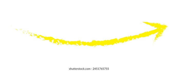 Vector de flecha de pincel amarillo dibujado a mano aislado sobre un fondo blanco