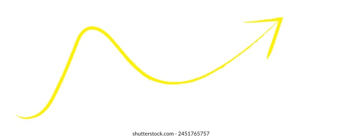 Hand-drawn yellow  brush arrow vector isolated on a white background
