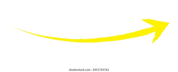 Hand-drawn yellow  brush arrow vector isolated on a white background