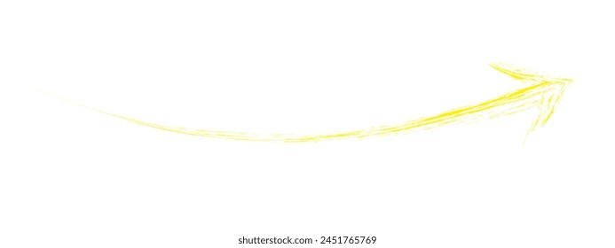 Hand-drawn yellow  brush arrow vector isolated on a white background