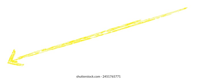 Vector de flecha de pincel amarillo dibujado a mano aislado sobre un fondo blanco