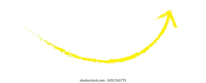 Vector de flecha de pincel amarillo dibujado a mano aislado sobre un fondo blanco