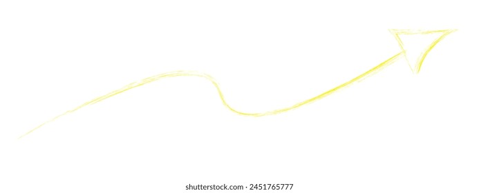 Hand-drawn yellow  brush arrow vector isolated on a white background