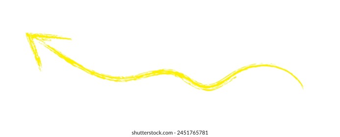 Hand-drawn yellow  brush arrow vector isolated on a white background