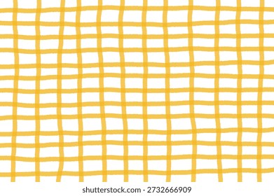 Hand-drawn yellow gingham seamless pattern. Classic Italian trattoria style checkered background for kitchen decor, cafe branding, and summer picnic textiles.