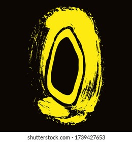 Hand-drawn yellow  number on black background.Vector lettering.