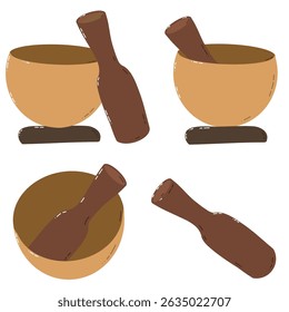 Hand-Drawn Yoga Singing Bowl on White Background. a singing bowl produces a rich, soothing tone. Using a singing bowl as part of your meditation or yoga practice can promote relaxation.