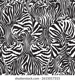 Hand-Drawn Zebra Stripe Seamless Pattern for Textile Print for Fabric, Abstract Animal Skin Design