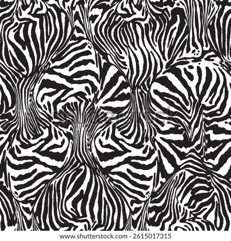 Hand-Drawn Zebra Stripe Seamless Pattern for Textile Print for Fabric, Abstract Animal Skin Design