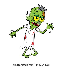 Hand-drawn zombie cartoon vector, halloween character