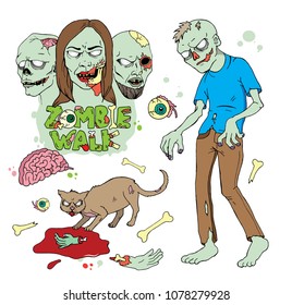 hand-drawn zombie walk