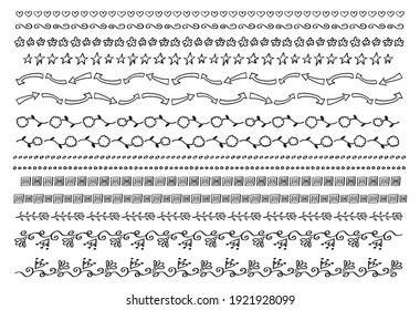 Hand-drawned Decorative border line Set. “Black Line Drawing”