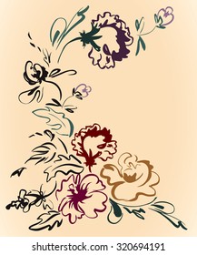 Hand-drown flower pattern