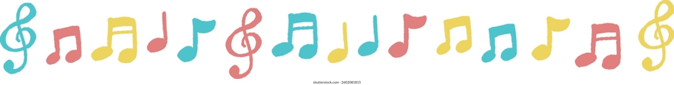 Hand-drown illustration of musical note set