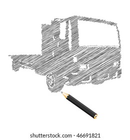 Hand-drown truck sketch, vector illustration