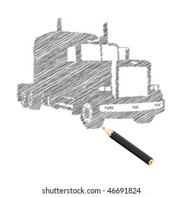 Hand-drown truck sketch, vector illustration