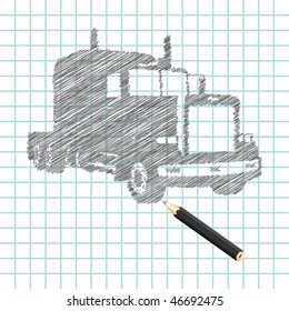 Hand-drown truck sketch, vector illustration