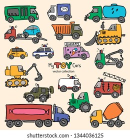 hand-drwan Toy cars vector collection
