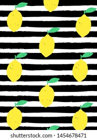 A hand-drying pattern of black stripes and yellow lemons.