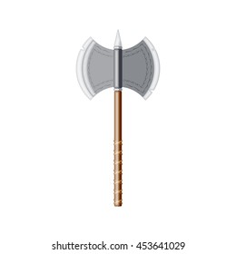 Handed Axe Viking vector cartoon icon. Flat style