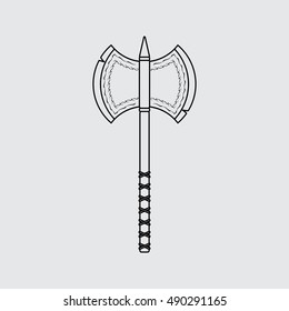Handed Axe Viking vector Line icon. Flat style