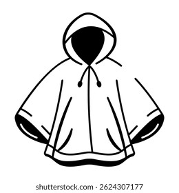 Handed poncho icon in doodle style