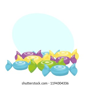 handful of candies in wrappers, vector