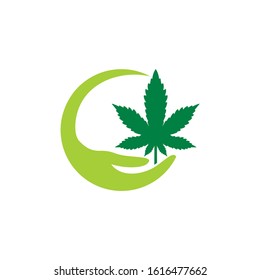 Handful Cannabis Leaf Logo Design Template 002