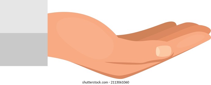 Handful gesture. Open palm up with fingers together