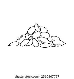 Handful of peeled sunflower seeds, illustration for packaging, design isolated on white background