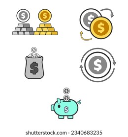 Handful of silver coins in a money bag
Stack of gold coins in a treasure chest
Woman counting her money in a piggy bank
Man holding a wad of cash in his hand
Coins spilling out of a safe deposit box