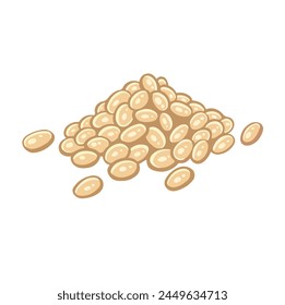 Handful of soybean seeds on white background from agriculture cartoon vector collection.