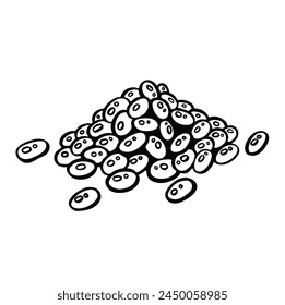 A handful of soybean seeds on a white background line vector.