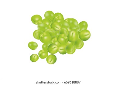 Handful of sweet peas on white background 
