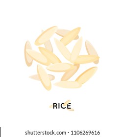 A handful of White rice. Agro culture rice seeds icon. Cereals rice illustration. 