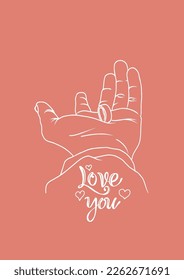Hand-give a ring illustration vector template for a wedding invitation card 