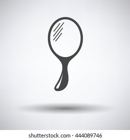 Hand-glass icon on gray background, round shadow. Vector illustration.