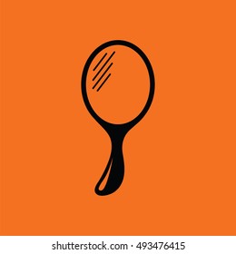 Hand-glass icon. Orange background with black. Vector illustration.
